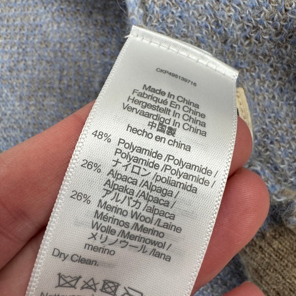 Madewell Alpaca Blend V-Neck Cardigan Plaid Warm Camel Brown Blue NT594 L - Picture 6 of 16